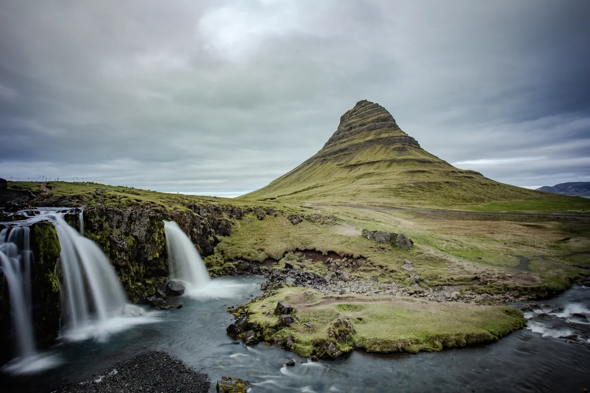 Kirkjufell mountain and Kirkjufossar waterfall in Snæfellsnes, Iceland