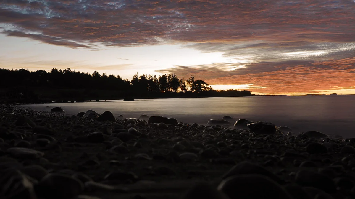 Maine bay at sunset