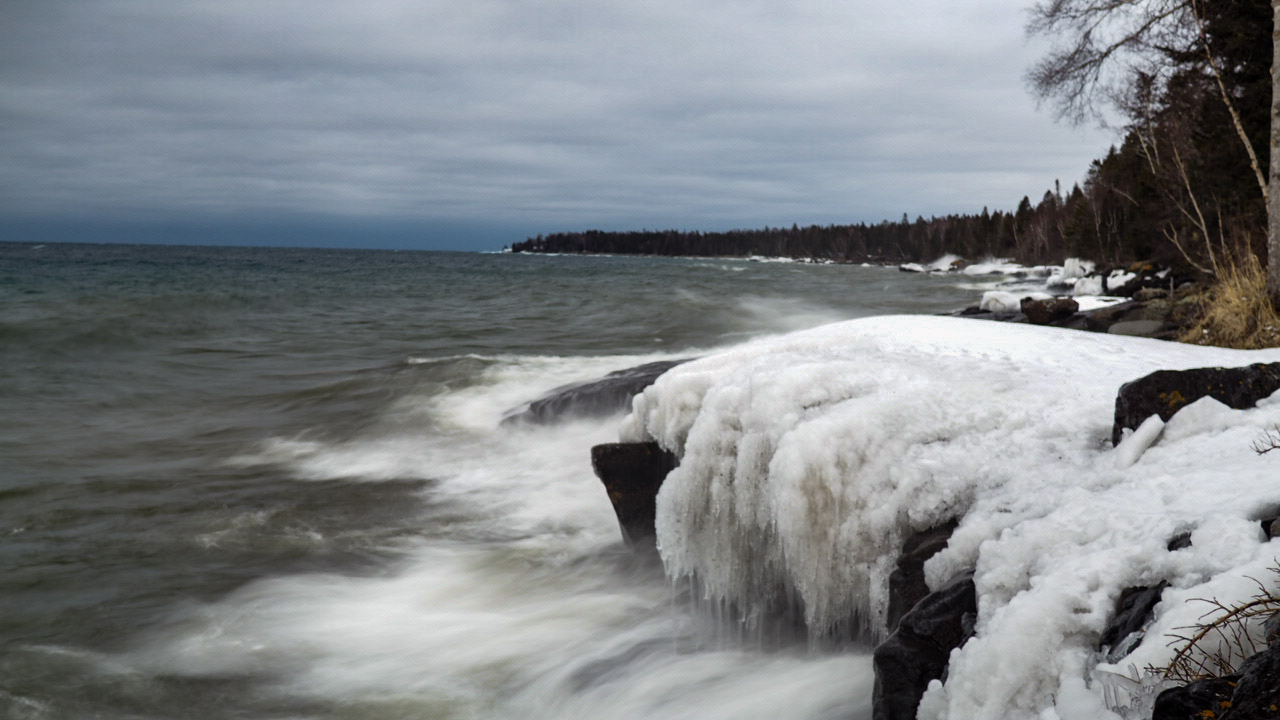 Frozen stream in winter
