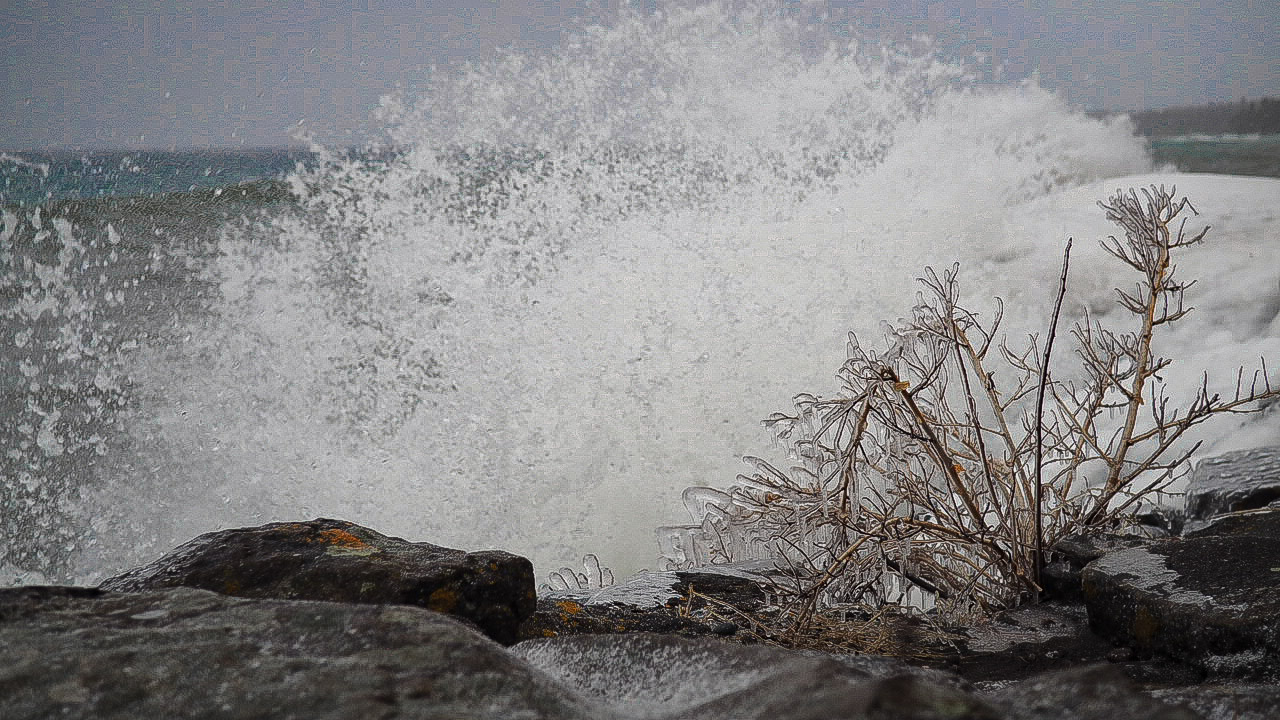 Waves crashing on shore