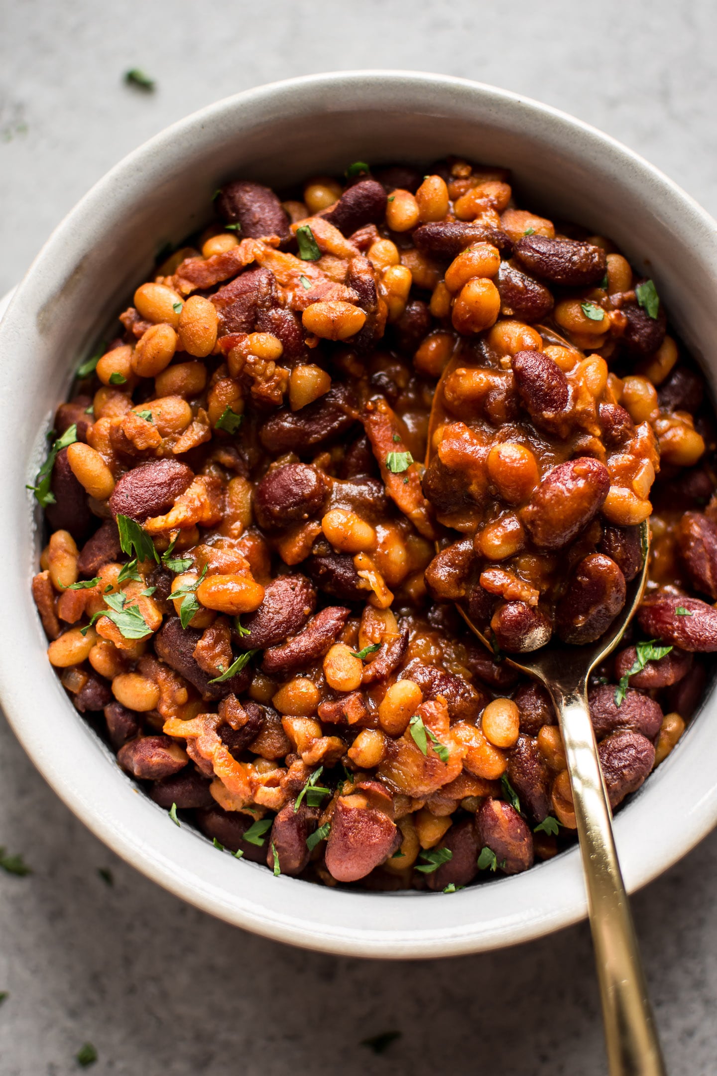 Maple Baked Beans with Bacon Ends