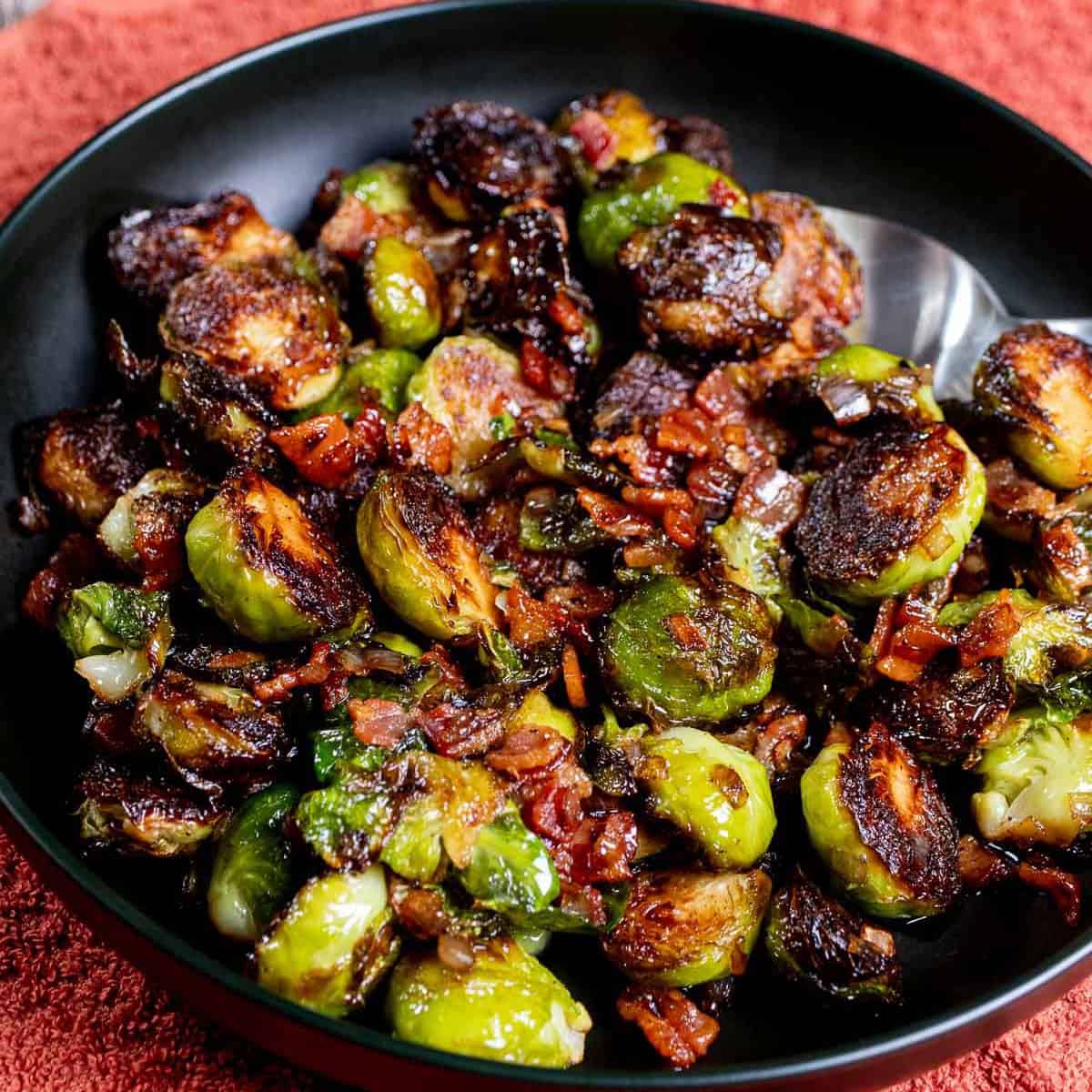 Balsamic Roasted Brussels Sprouts with Bacon
